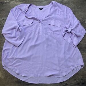 Torrid Roll Tab Sleeve Semi Sheer Lavendar Harper Top Plus Size 3 Mature Office